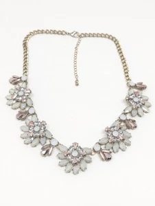 Vintage Chunky Statement Halskette, floral irisierende Strass Halskette - GEBRAUCHT - Bild 1 von 9