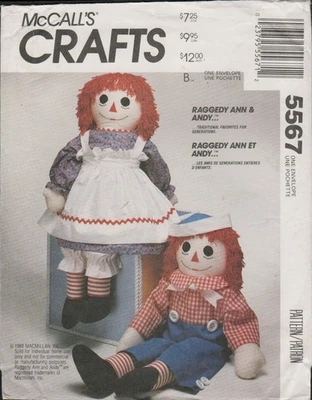 McCalls 5567 712 Large 36 in Raggedy Ann & Andy Dolls and Clothing Pattern Uncut - Image 1 of 4