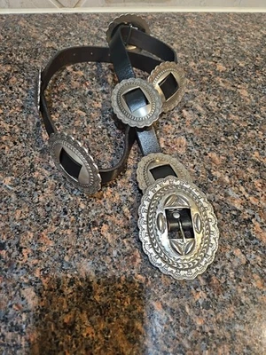 Cinturón Lauren Ralph Lauren Mujer L Negro Western Concho Plateado Boho Vaquero Foto 1 de 4