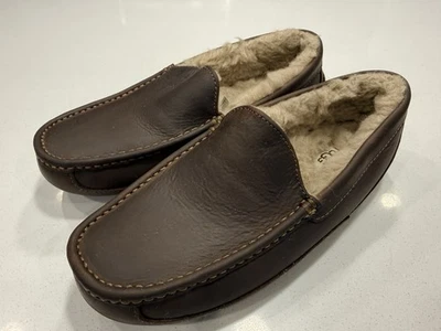 UGG Men’s Ascot Leather Slipper In Dark Spice Size 9 US MSRP $130 - Image 1 of 4