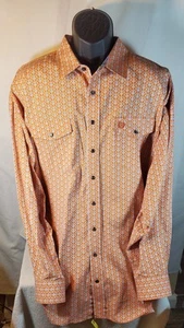 Panhandle Western Shirt Men’s 2XL Orange  Aztec Pearl Snap Flip Cuff - Picture 1 of 11