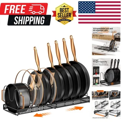 Elegante organizador de olla y sartén debajo del gabinete de hierro con 10 compartimentos ajustables Foto 1 de 4