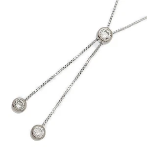 0.5ct/3P Diamond Necklace Pendant/K18WG/750-4.5g/White Gold/Gift/Anniversary - Picture 1 of 10