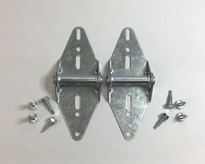 2 #1 Garage Door Hinge 14 gauge Hardware w/ 8 Self Tapping Lags Strap Overhead - Picture 1 of 11