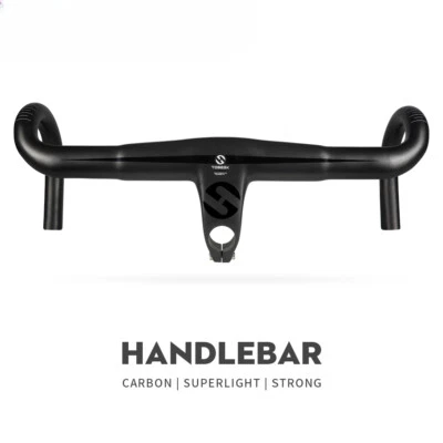 Road Bicycle Carbon Handlebar with Stem 28.6mm 400/420/440*90/100/110/120mm Matt - Image 1 of 4