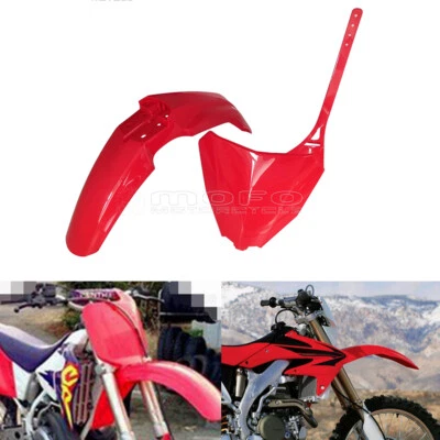 Juego de placas de matrícula delantera guardabarros delantero rojo para Honda CRF250R RX CRF450R RX Foto 1 de 4