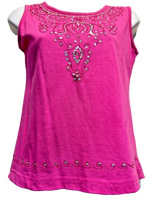 全新带标签 SACRED THREADS FUNKY Fuchsia 刺绣棉针织背心 S 免费发货 — 第 1/4 张图片