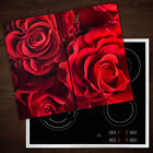 Herdabdeckplatten aus Glas Spritzschutz Rote Rosen - 2x30x52 cm