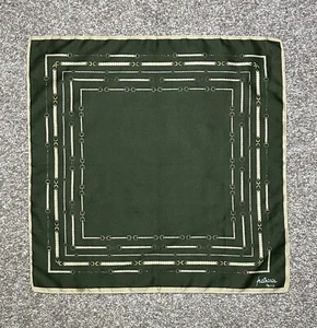 Patricia Paris Women’s Scarf Green Beige Chain Link Print Border (20” x 20”) - Picture 1 of 15