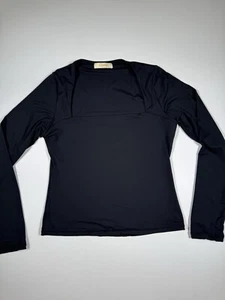 QINSEN Women's Sexy Square Neck Shirt Long Sleeve Double Lined Tees Fitted Sz S - Picture 1 of 11