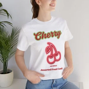 Cherry Candy Unisex Jersey Tee, women t-shirt, womens clothing, gift for women - Picture 1 of 15