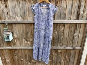 WOMENS SANDWICH BLUE COTTON LONG DRESS UK 10 MEDIUM SLEEVELESS CASUAL ZZ - Picture 1 of 7