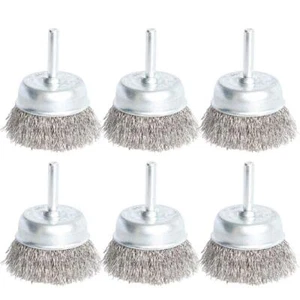 6 STCK. Edelstahl Draht Gecrimpt Topf Bürste Kit für Bohrer mit 1/4 Zoll Schaft - Bild 1 von 4