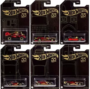 HOTWHEELS Juego de Coches Diecast 1:64 - 55 Aniversario NEGRO Y AMARILLO Mezcla 2 + CHASE - Imagen 1 de 1