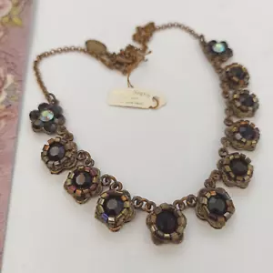 Michal Negrin Necklace Early Black Flowers Carnival Beads Classic Gothic Vintage - Picture 1 of 14