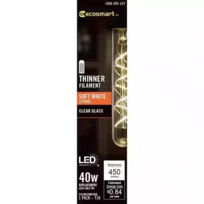 40W Replacement T10 Daylight 450 Lumen LED Thinner Filament Bulb - Image 1 of 4