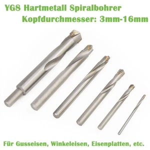 3mm-16mm VHM Bohrer Hartmetall Spiralbohrer Metallbohrer für Edelstahl Metall - Picture 1 of 4