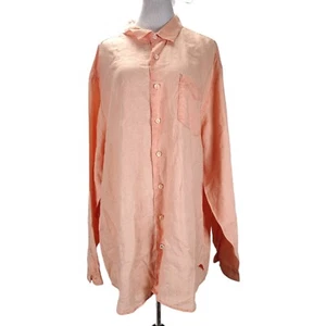 Tommy Bahama Sea Glass Breezer Casual Shirt Size 2XT Peach Linen Long Sleeve - Picture 1 of 14