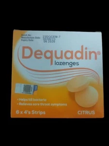 1 Box 24's DEQUADIN Citrus Lozenges (Dequalinium) Sore Throat - Picture 1 of 2