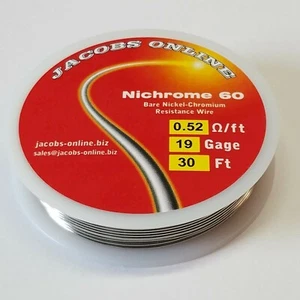 Nichrome 60 resistance wire, 19 AWG (gauge), 30 feet - Picture 1 of 4