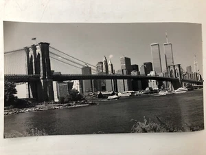 NYC Skyline Ferry Dock Manhattan New York City  B & W VTG Photo Pre 9/11 Pier 17 - Picture 1 of 12