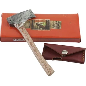 Marbles Mini Damascus Axe 1" Cutting Edge Wood Handle Leather Sheath MR464 - Picture 1 of 2