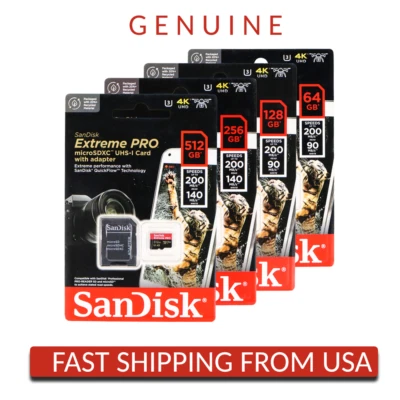 SanDisk Extreme PRO Card Memory Micro SD 32GB 64GB 128GB 256GB 512GB 1TB V30 4K - Image 1 of 3