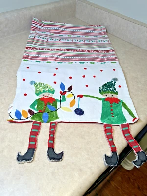 Pier 1 Imports Peppermint Dangle Legs Elf Table Runner Red Sequins 13" x 72"  - Image 1 of 2