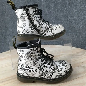 Dr Martens Boots Kids 9 Boys Air Wair Brooklee Wiggy Ankle Bootie White Leather - Picture 1 of 19
