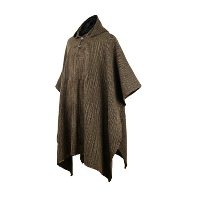 LLAMA WOOL HOODED PONCHO MENS WOMANS UNISEX PULLOVER SWEATER JACKET COFFEE BEANS - Image 1 of 4