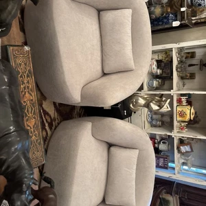 New Modern Oversized Taupe Accent Chairs - Picture 1 of 16