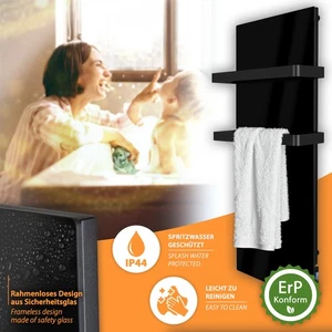 Calefacción de toallas secador de toallas radiador de baño termostato WiFi infrarrojo negro - Imagen 1 de 9