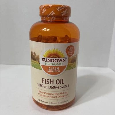 Sundown Fish Oil 1200 mg, 300 Softgels New Sealed 360MG Omega 3 12/28 - Image 1 of 4