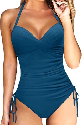 2 Piece Tummy Control Bikini Push Up Tankini Set Swimsuit Cups A-B UK Size M 12 - Image 1 of 4