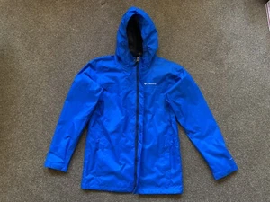 Columbia Youth Large Omni-Tech Watertight Hooded Jacket, Super Blue, FREE SHIP - Picture 1 of 10