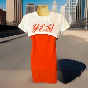 Shein Girls Dress And Crop Top Size 11-12 Years YES! Graphic Orange Sleeveless - Picture 1 of 10