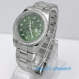 Reloj 39mm esfera verde plata fecha ventana cristal zafiro ajuste movimiento NH35 - Imagen 1 de 8