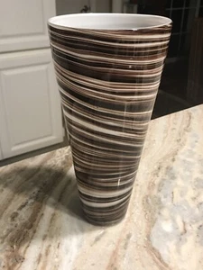 Modern Tall Large Hand Blown Art Glass Vase 11.75" ~ 5.5 Swirl Design Nice - Picture 1 of 4