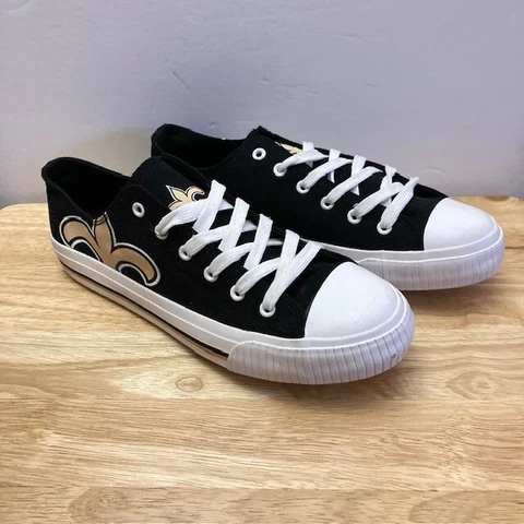 NEW ORLEANS SAINTS Black/Gold FOCO NFL "Low Top Sneakers" Shoes (Men's Size 9) Cover