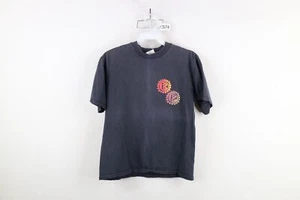 Vintage 90s Bugle Boy Boys Medium Sun Faded Spell Out Surfing T-Shirt Black USA - Picture 1 of 16