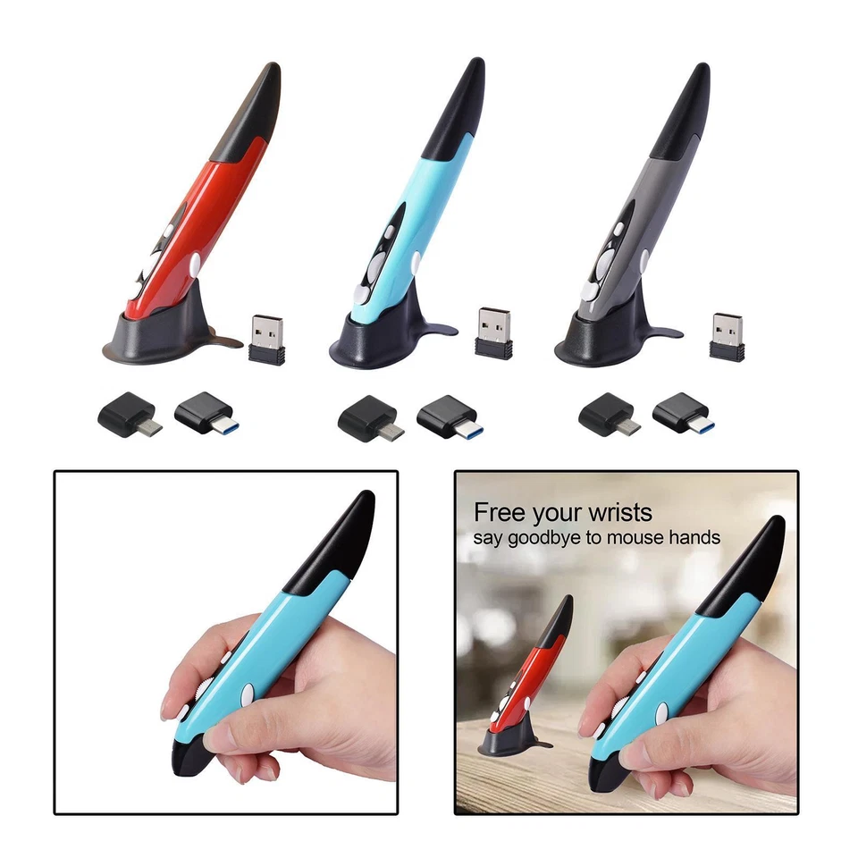 2.4G Wireless Mouse Pen with USB Receiver 800 1200 1600 CPI Pen Shaped - Image 1 of 1