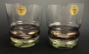 BLOCK CARNIVAL Made in Poland Set of Two Double Old Fashioned Blown Glasses - Picture 1 of 6