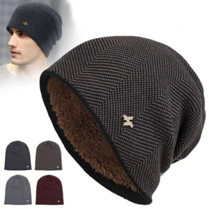 Winter Warm Velvet Knitted Hat Ski Cap NEW Men Women Thick Warm Beanie Fleece - Picture 1 of 14