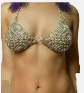 WEEKEND SALE Handmade Aluminum Chainmail Armor Bra Anodized Women's Top - Picture 1 of 3