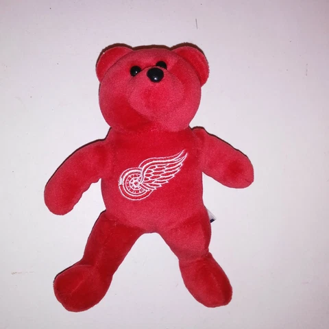 NHL Red Wings Plush Bear Beanie Stuffed Animal Plush 7.5" Collectors Cover