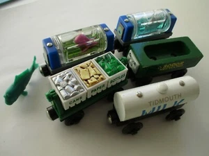 Thomas train railway wooden LOT Recycling Car Bin Aquarium Tidmouth Milk Tanker - Picture 1 of 3