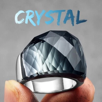 Anillos de lujo multicolor de vidrio con piedras preciosas de acero inoxidable para hombre joyería 6-11 Foto 1 de 4