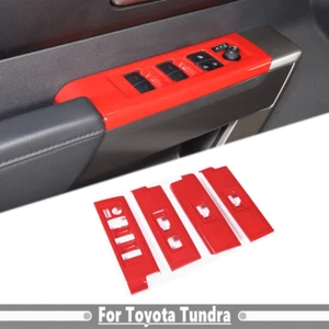 Car Door Window Lift Cover Trim For Toyota Tundra 2022-2025 Accessories ABS Red - Picture 1 of 9