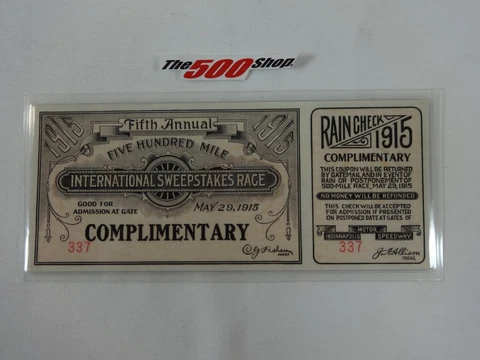 Reproduction 1915 500-Mile International Sweepstakes Race Ticket Cover