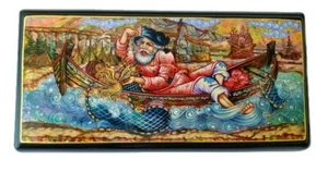 Box Lacquer - Fairytale Popular - Gift Russian -kholoui Per Abramova - Picture 1 of 3